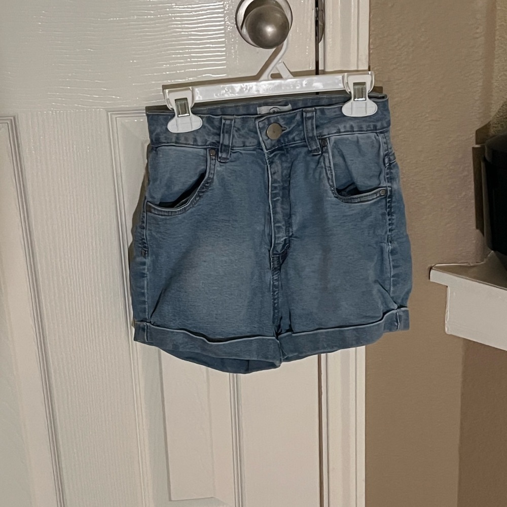 Blue jean high rise shorts